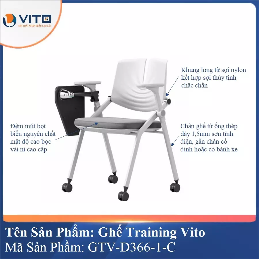 Ghế Đào Tạo Cao Cấp Vito GTV-D366-1-C