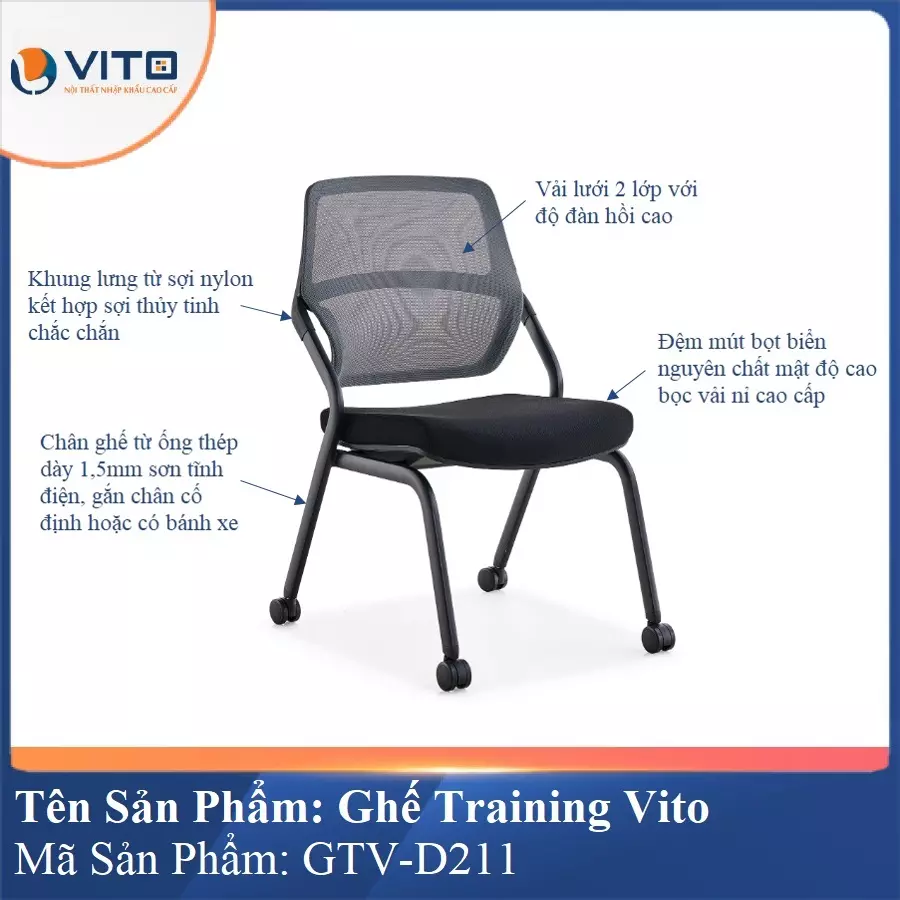 Ghế Đào Tạo Cao Cấp Vito GTV-D211