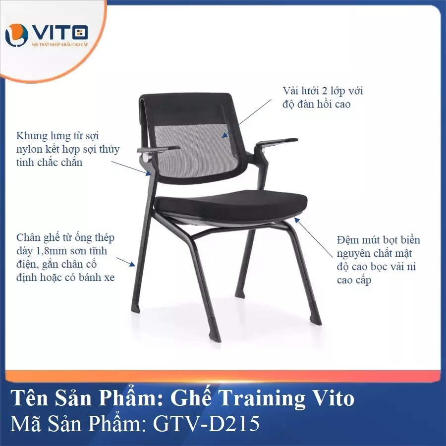 Ghế Đào Tạo Cao Cấp Vito GTV-D215