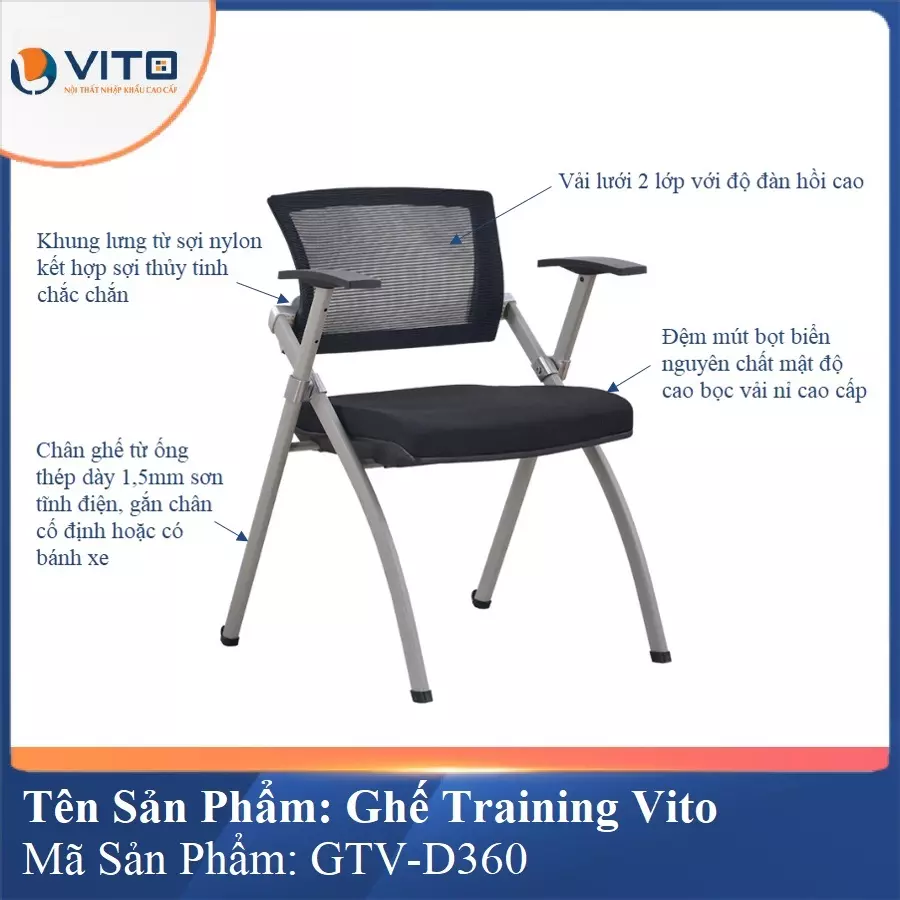 Ghế Đào Tạo Cao Cấp Vito GTV-D360