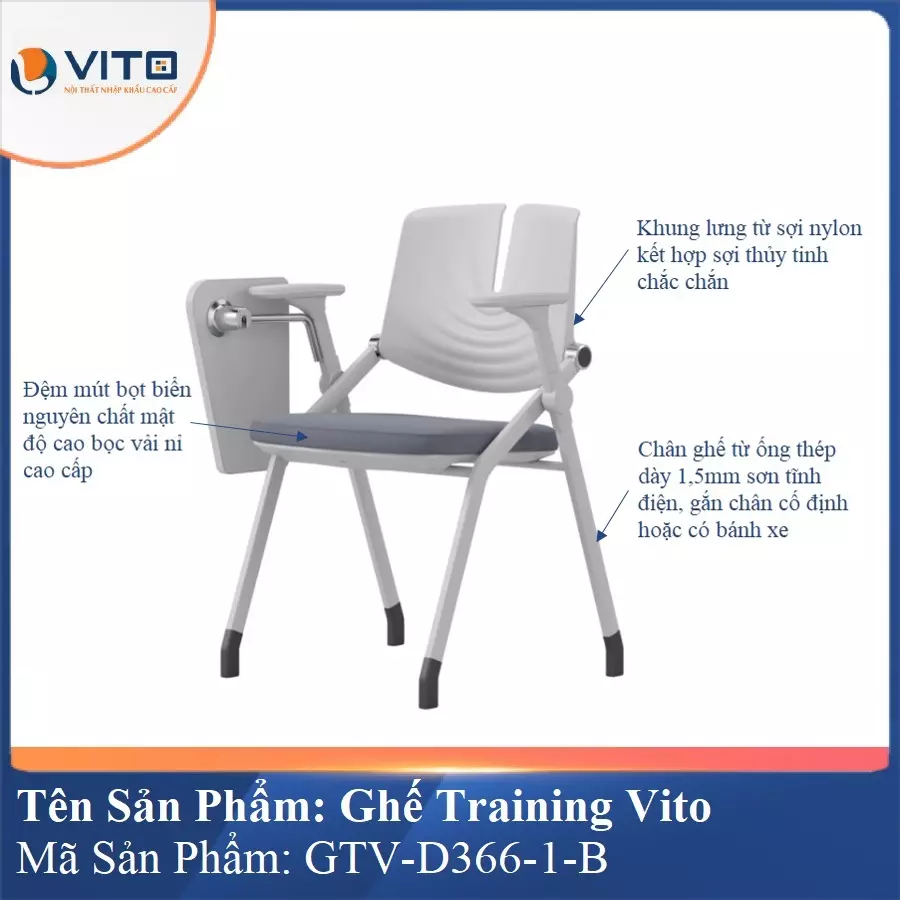 Ghế Đào Tạo Cao Cấp Vito GTV-D366-1-B