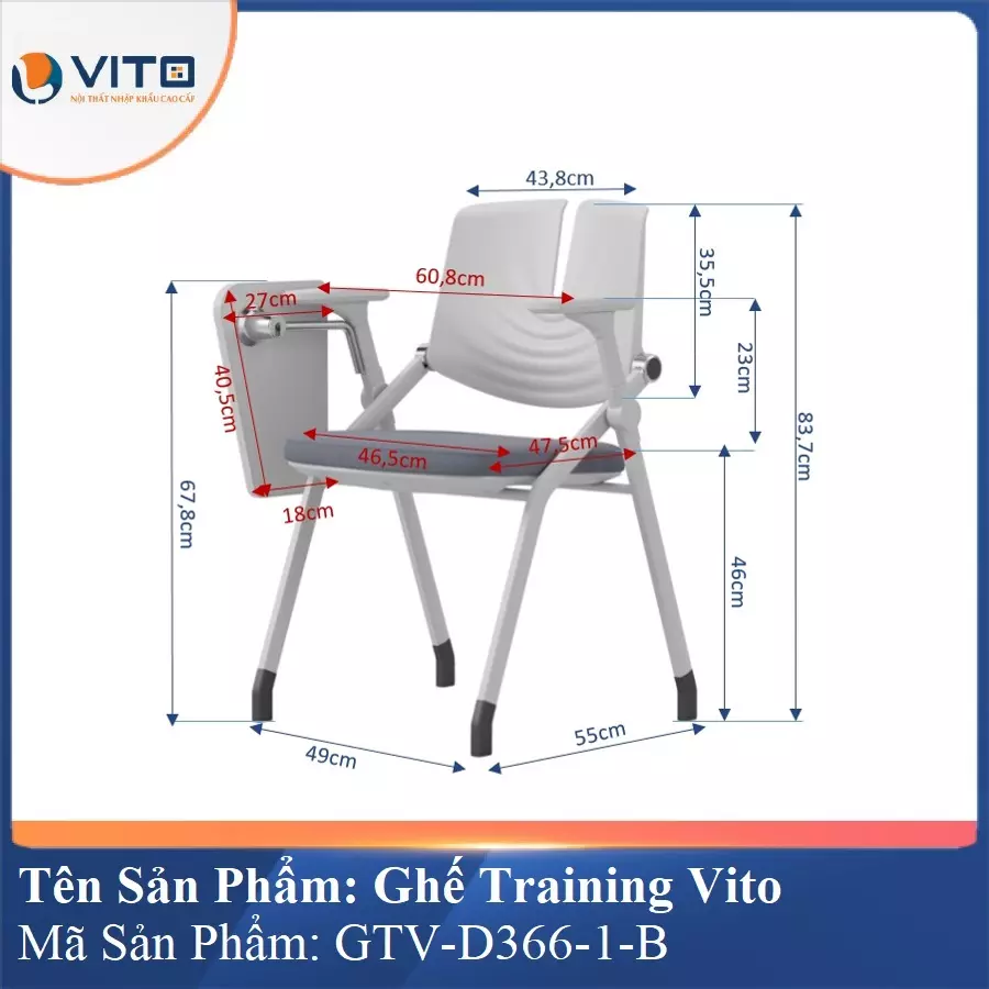 Ghế Đào Tạo Cao Cấp Vito GTV-D366-1-B