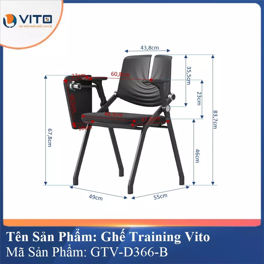 Ghế Đào Tạo Cao Cấp Vito GTV-D366-B