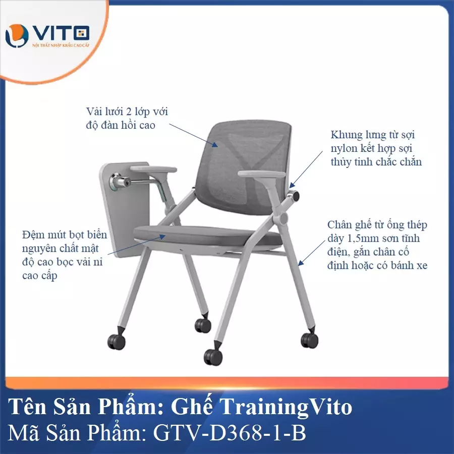 Ghế Đào Tạo Cao Cấp Vito GTV-D368-1-B