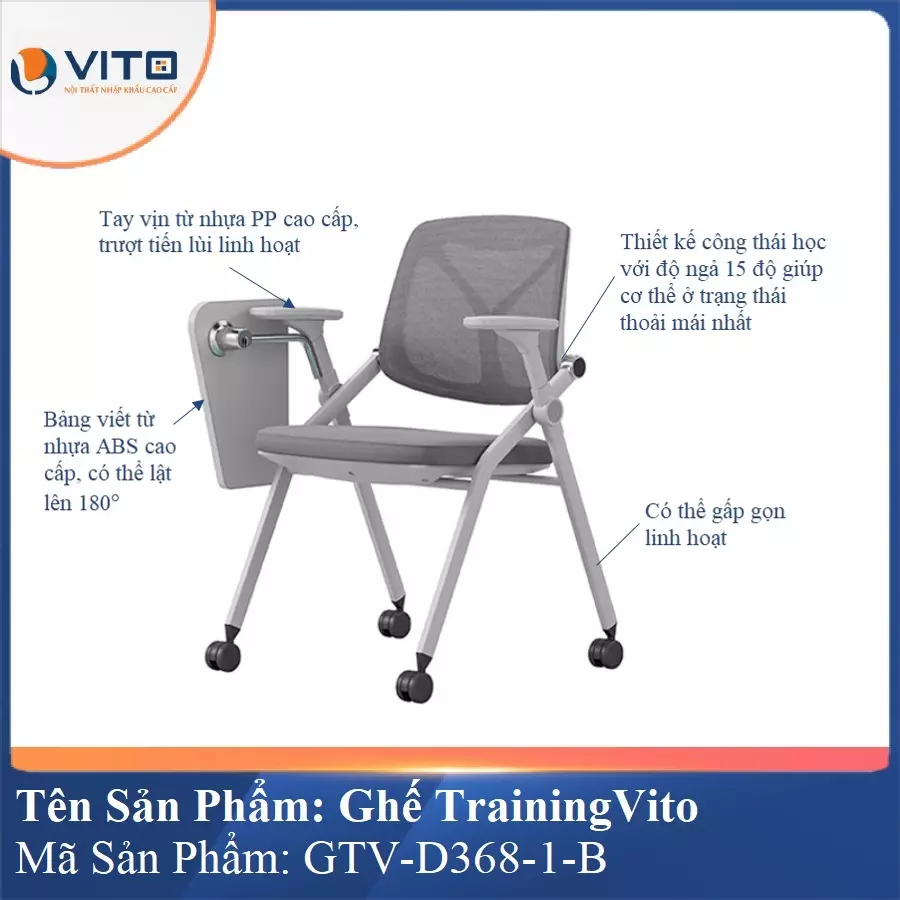 Ghế Đào Tạo Cao Cấp Vito GTV-D368-1-B