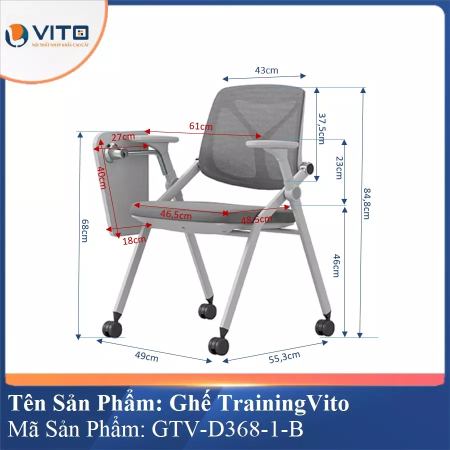 Ghế Đào Tạo Cao Cấp Vito GTV-D368-1-B