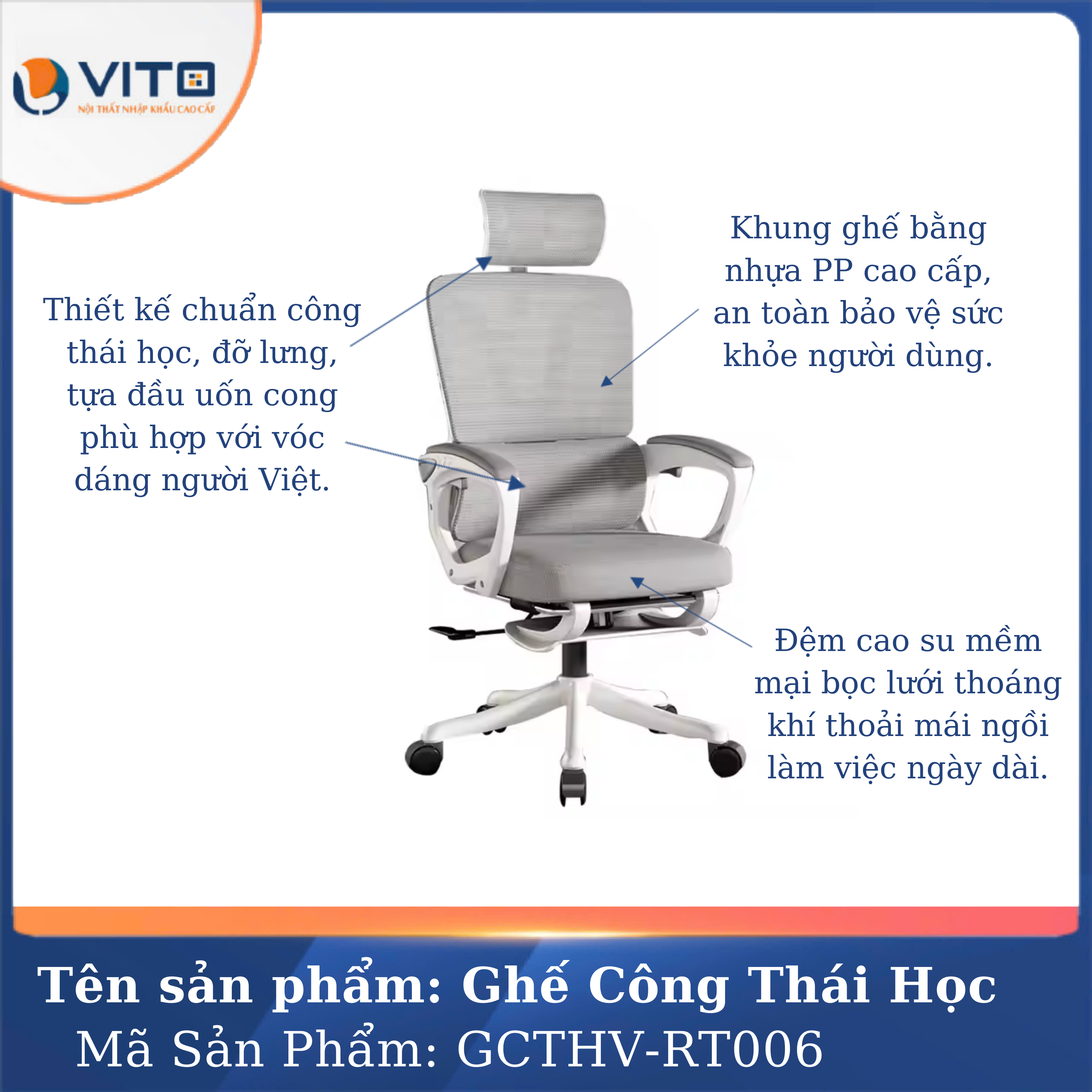 Ghế công thái học GCTHV-RT006