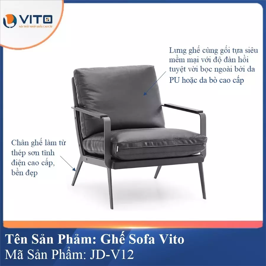 Ghế Sofa da cao cấp Vito JD-V12