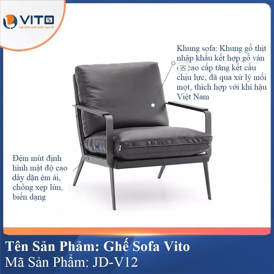 Ghế Sofa da cao cấp Vito JD-V12