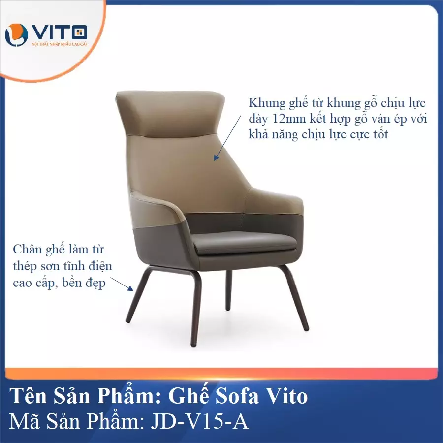 Ghế Sofa da cao cấp Vito JD-V15-A