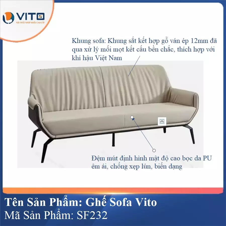 Bộ Ghế Sofa da cao cấp Vito SF232