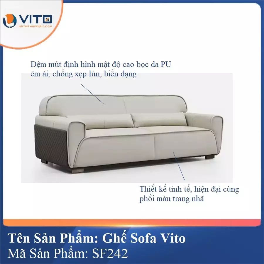 Bộ Ghế Sofa da cao cấp Vito SF242