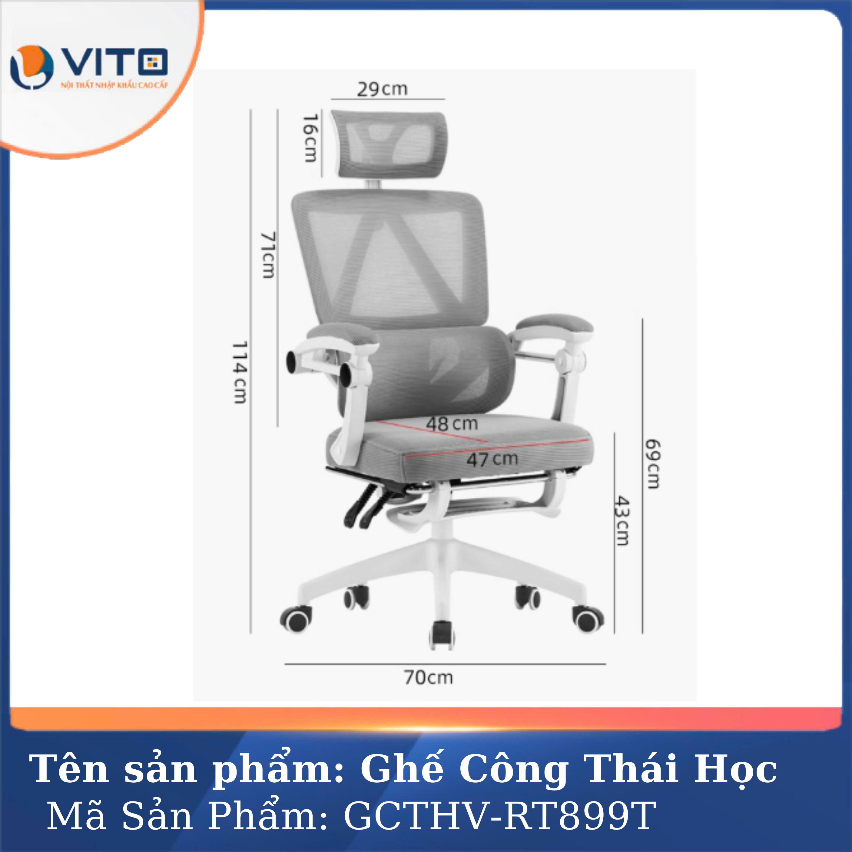 Ghế công thái học Vito GCTHV-RT899T