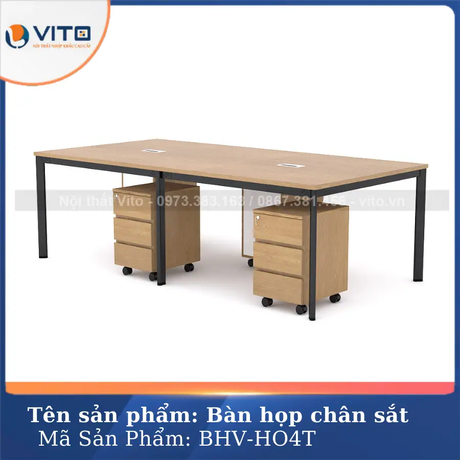 Bàn họp văn phòng chân oval Vito BHV-HO4T