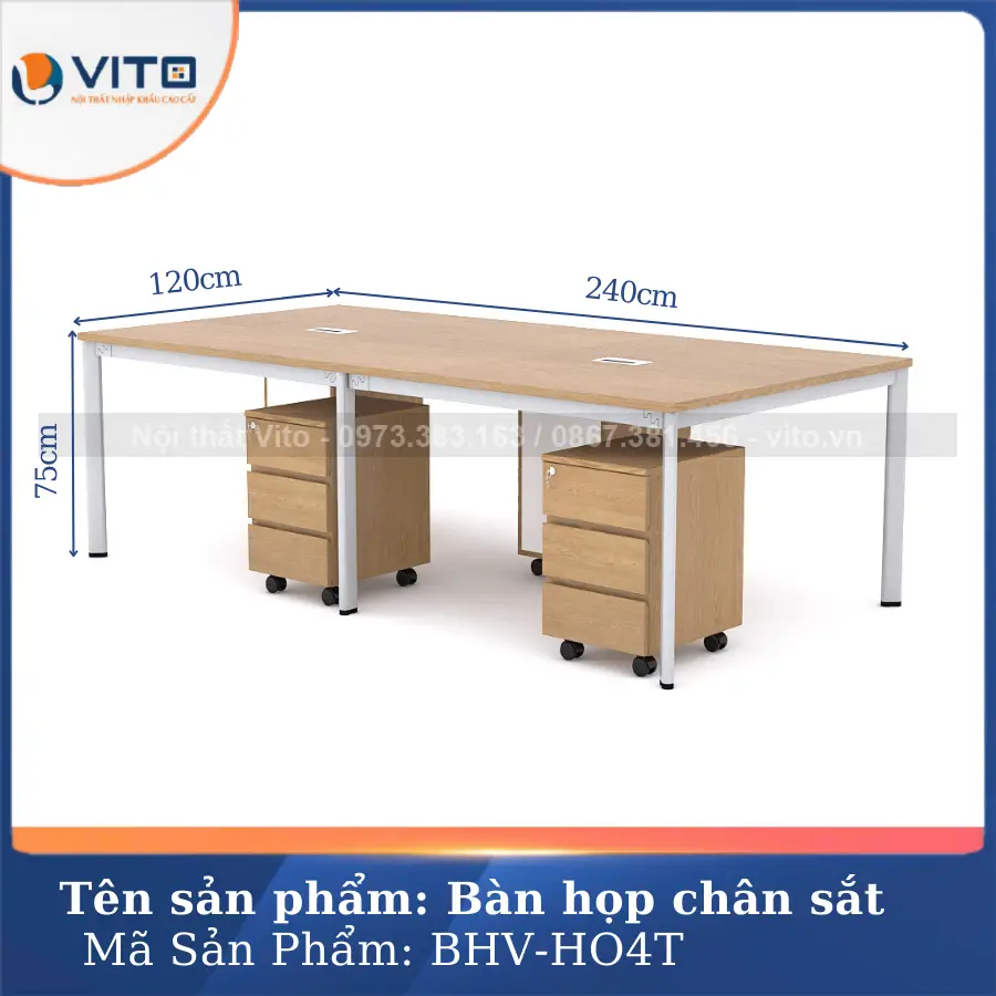 Bàn họp văn phòng chân oval Vito BHV-HO4T