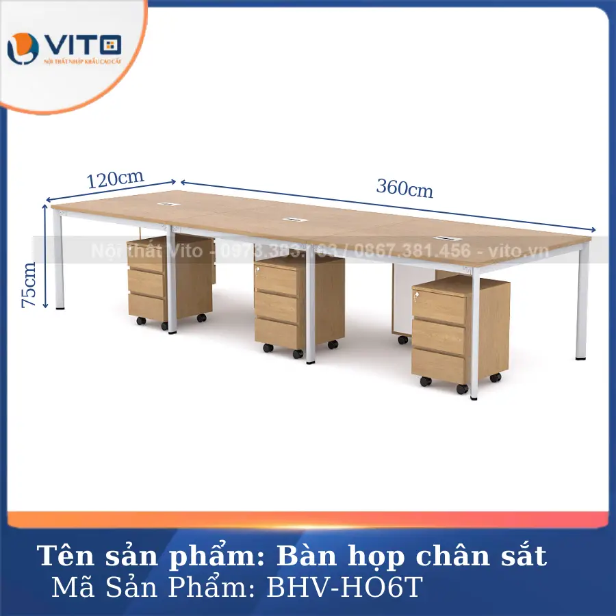 Bàn họp văn phòng Vito chân oval Vito BHV-HO6T