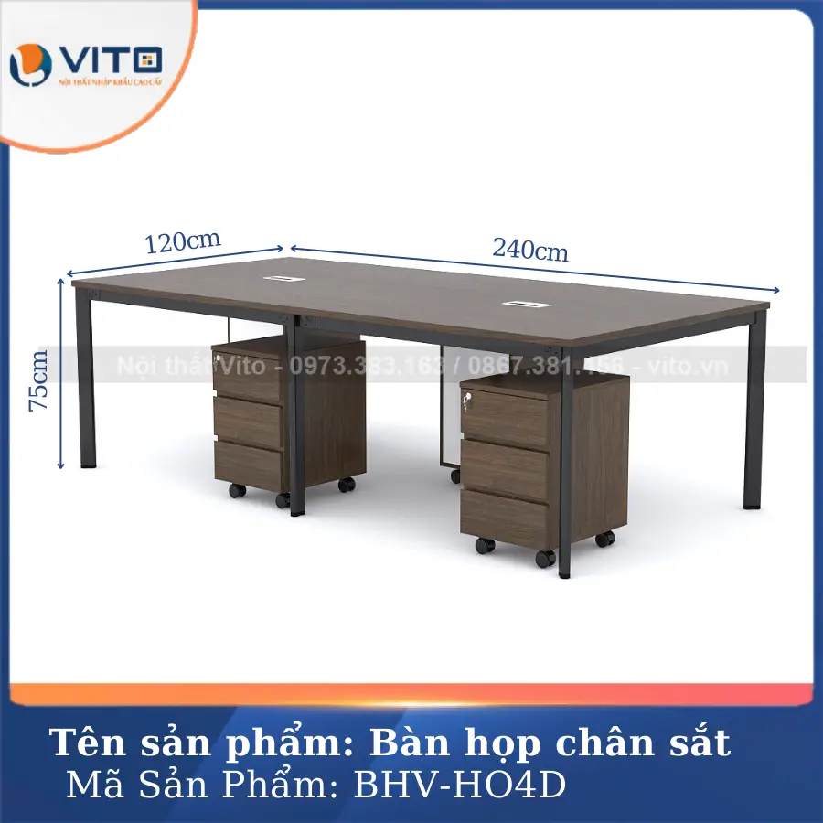 Bàn họp văn phòng chân oval Vito BHV-HO4D