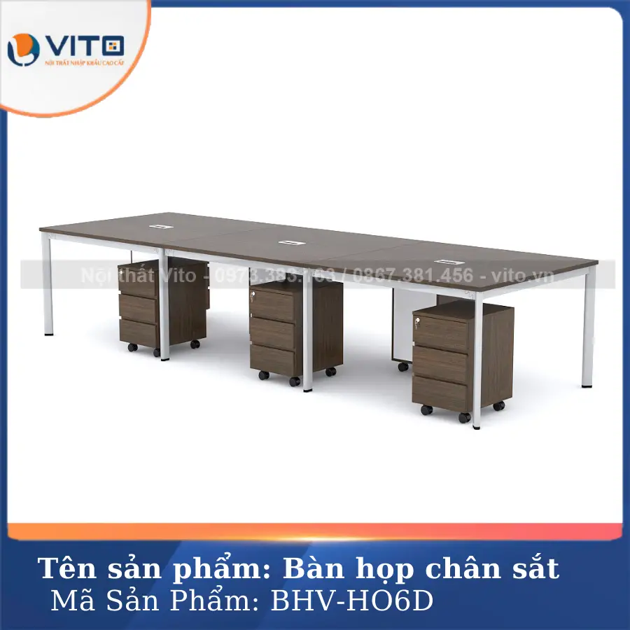 Bàn họp văn phòng chân oval Vito BHV-HO6D