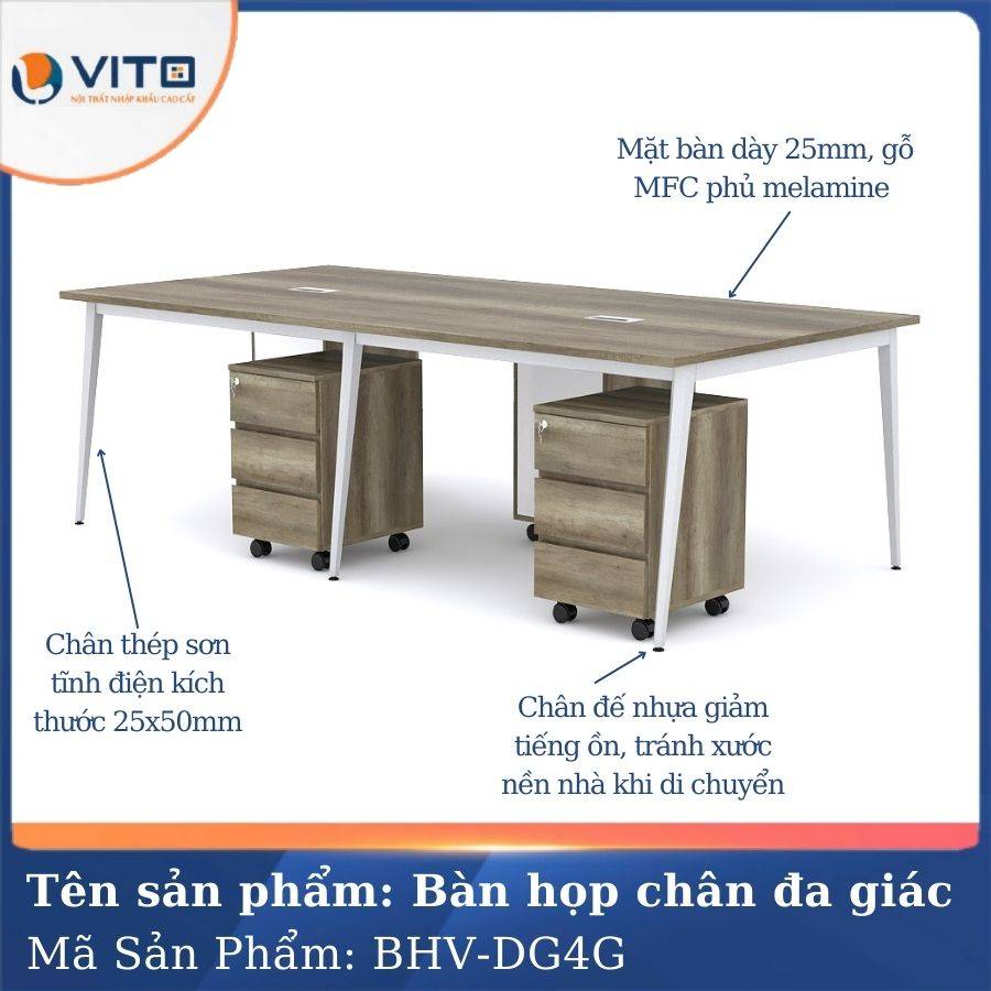 Bàn họp văn phòng chân đa giác BHV-HDG4G