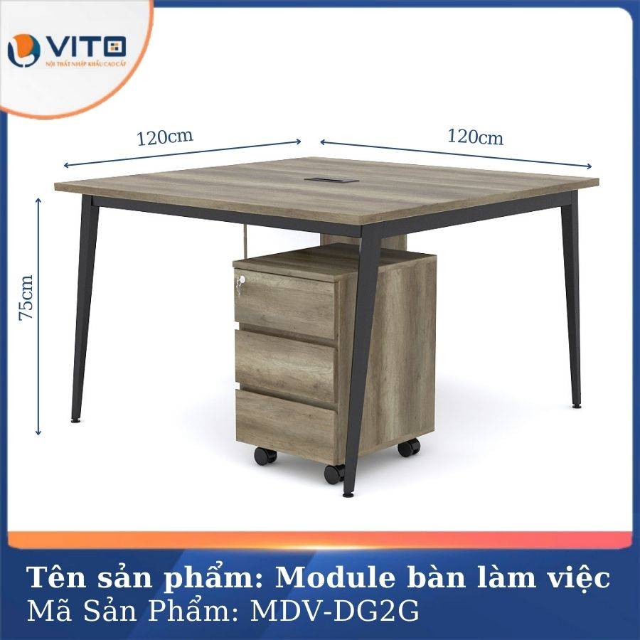 Module bàn làm việc 2 người chân đa giác MDV-DG2G