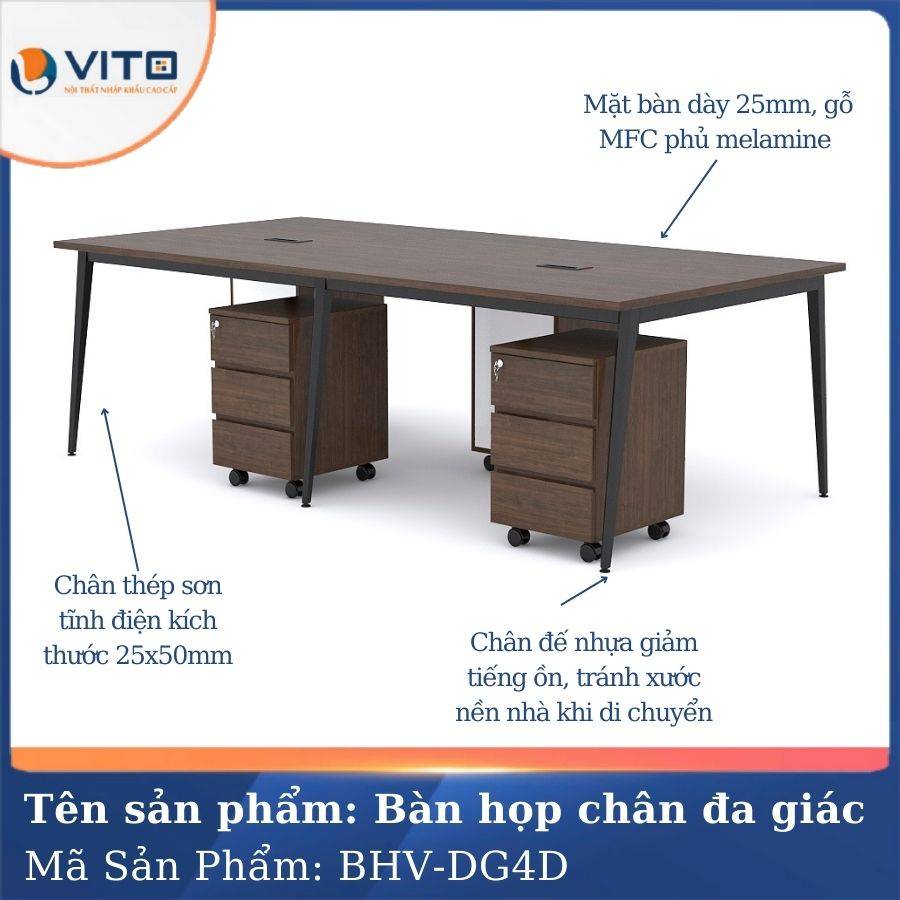 Bàn họp văn phòng chân đa giác BHV-HDG4D