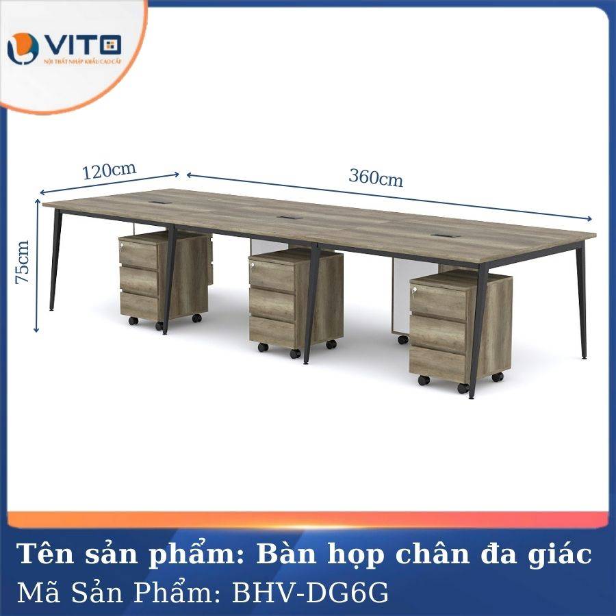 Bàn họp văn phòng chân đa giác BHV-HDG6G