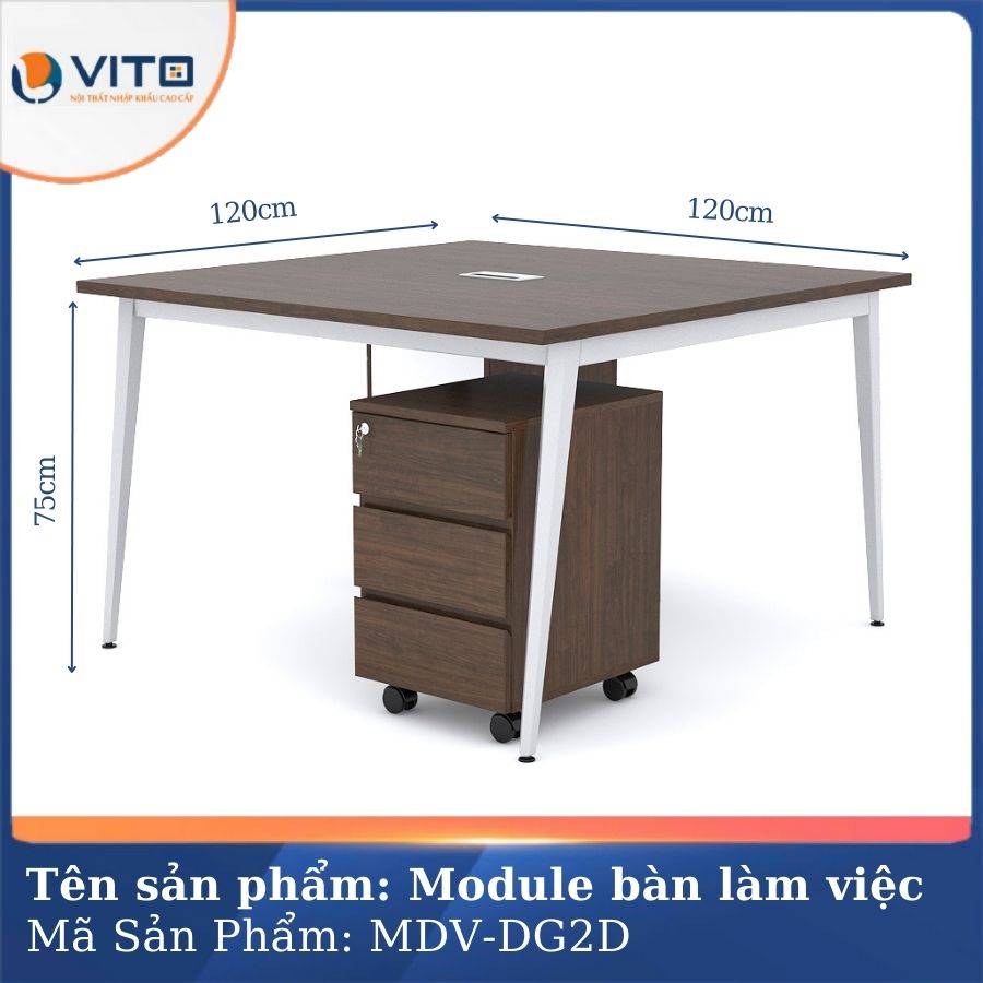 Module bàn làm việc 2 người chân đa giác MDV-DG2D