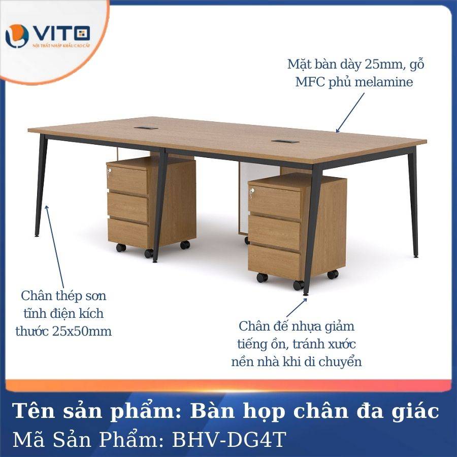 Bàn họp văn phòng chân đa giác BHV-HDG4T