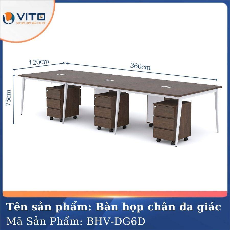 Bàn họp văn phòng chân đa giác BHV-HDG6D