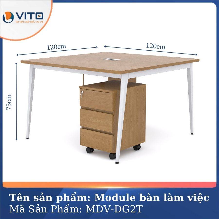 Module bàn làm việc 2 người chân đa giác MDV-DG2T