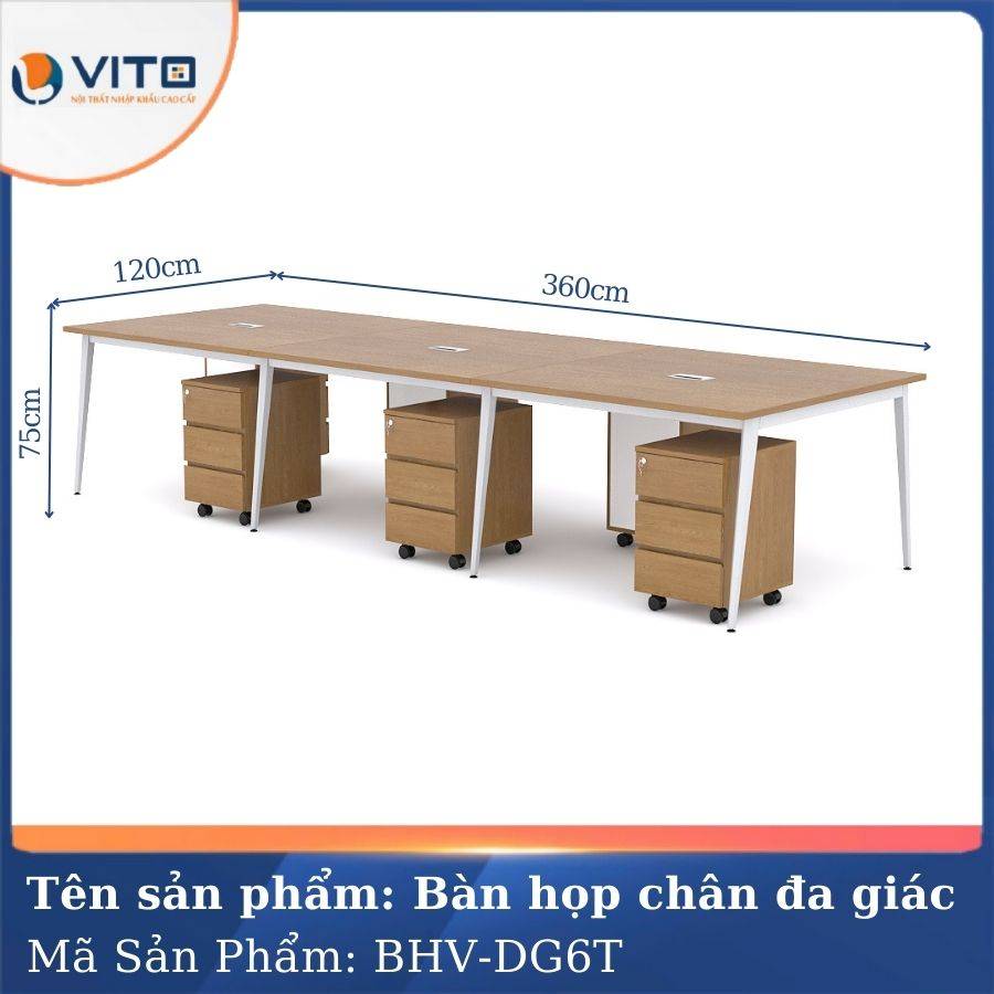 Bàn họp văn phòng chân đa giác BHV-HDG6T