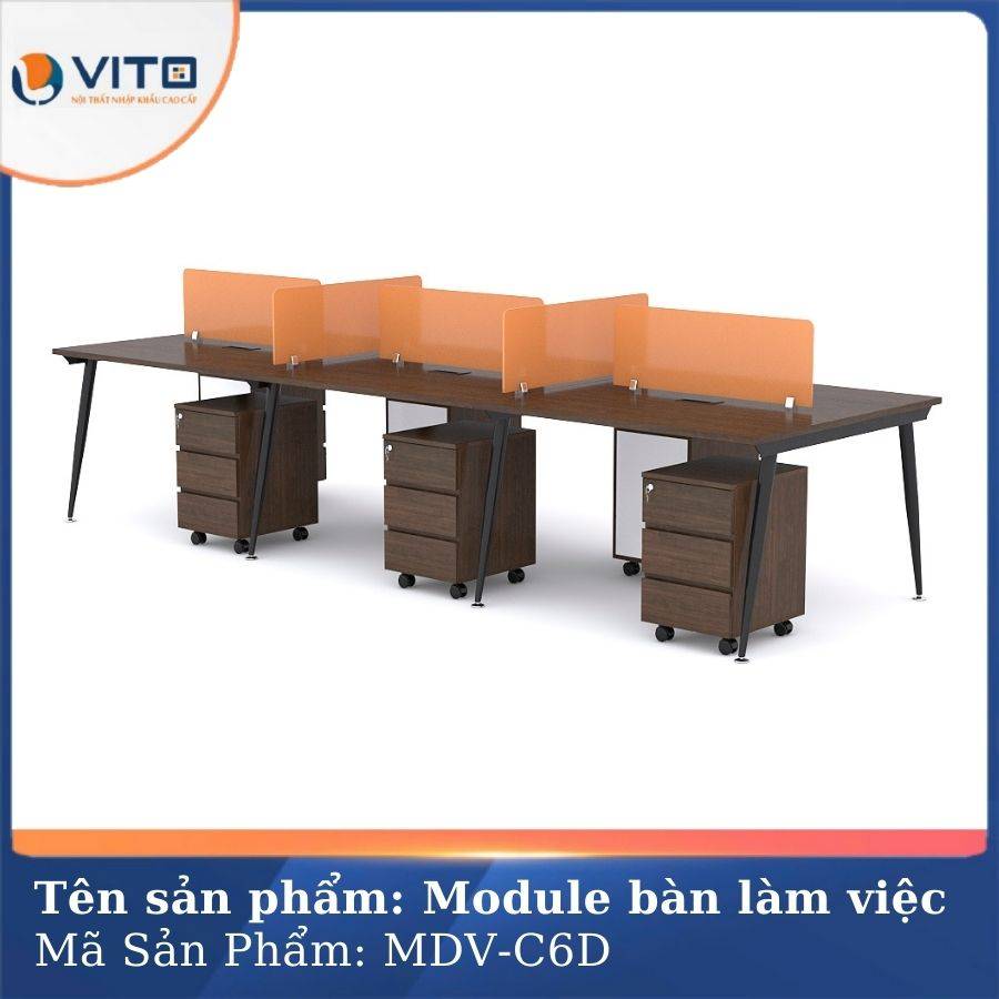 Module bàn làm việc 6 người chân côn Vito MDV-C6D