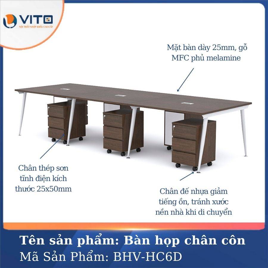 Bàn họp văn phòng chân côn BHV-HC6D