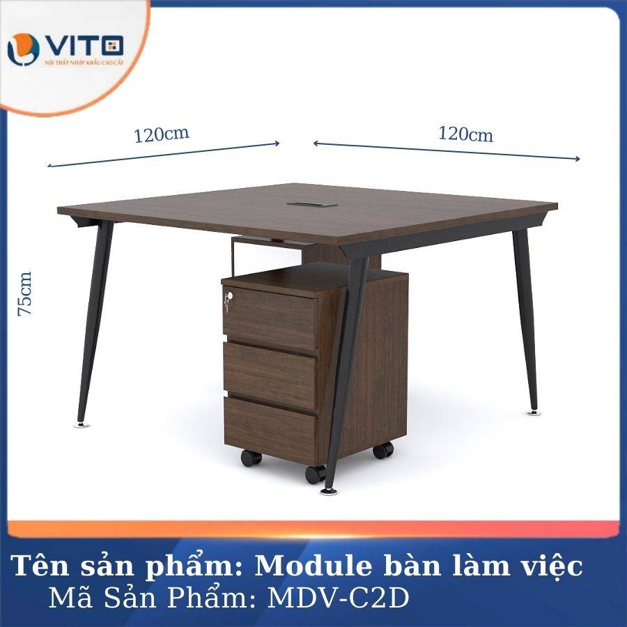 Module bàn làm việc 2 người chân côn Vito MDV-C2D