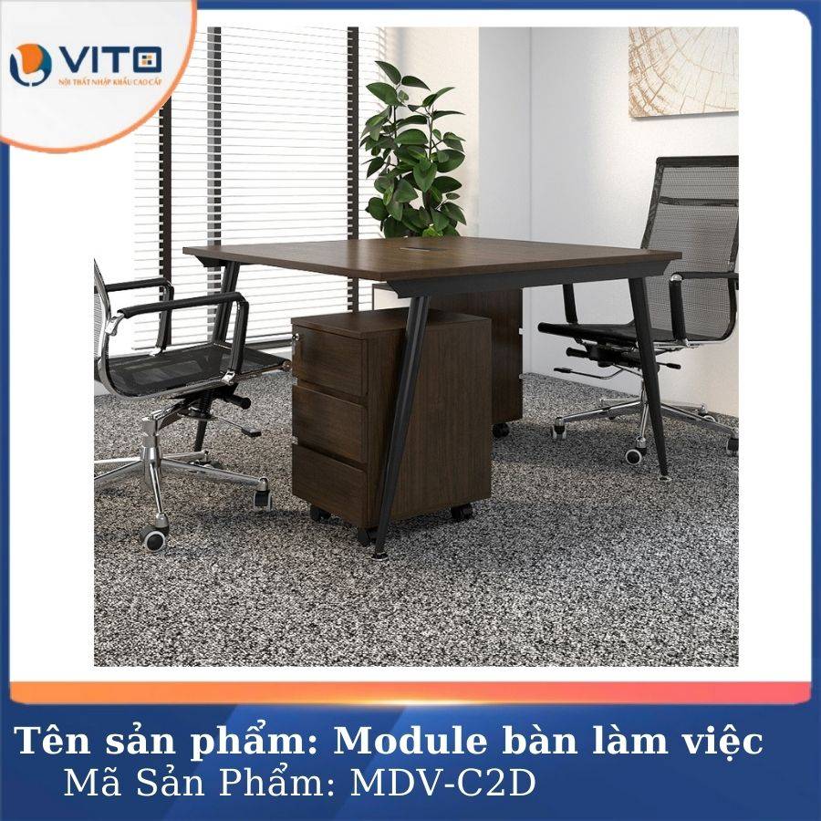 Module bàn làm việc 2 người chân côn Vito MDV-C2D