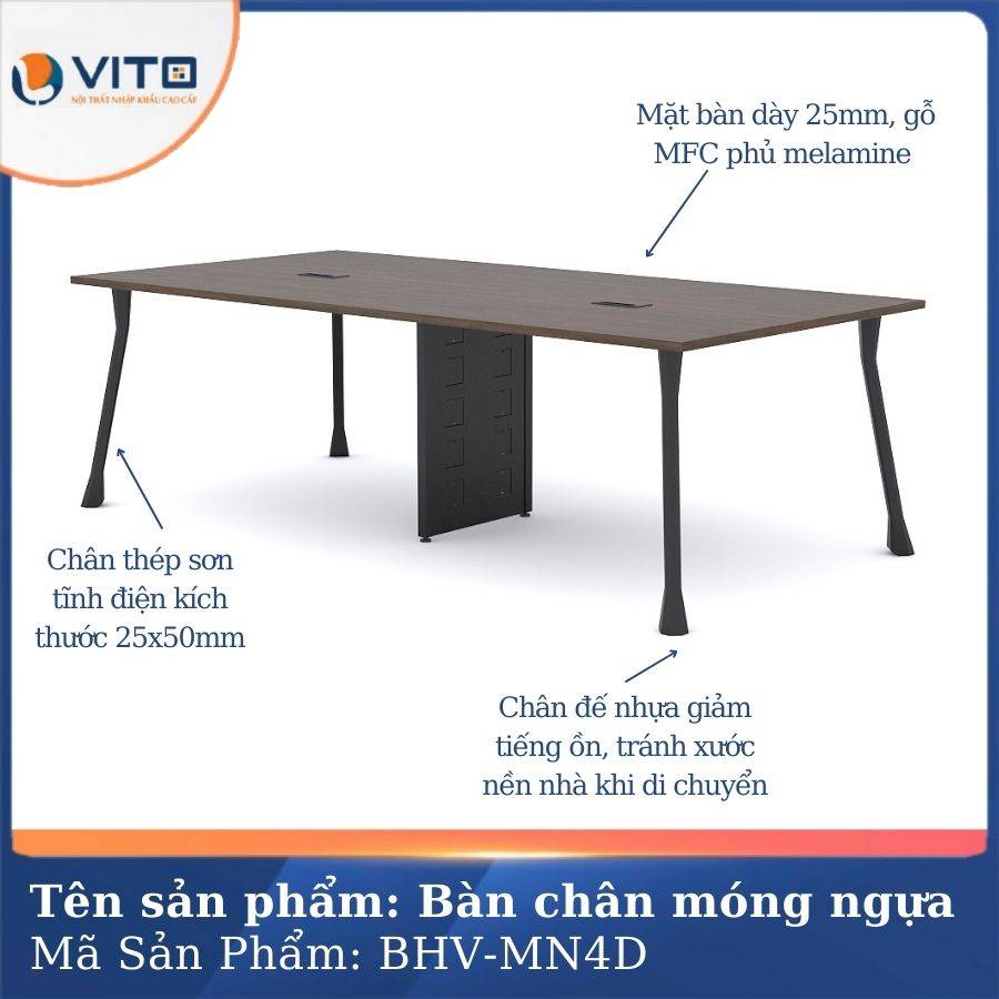 Bàn họp văn phòng chân móng ngựa BHV-MN4D