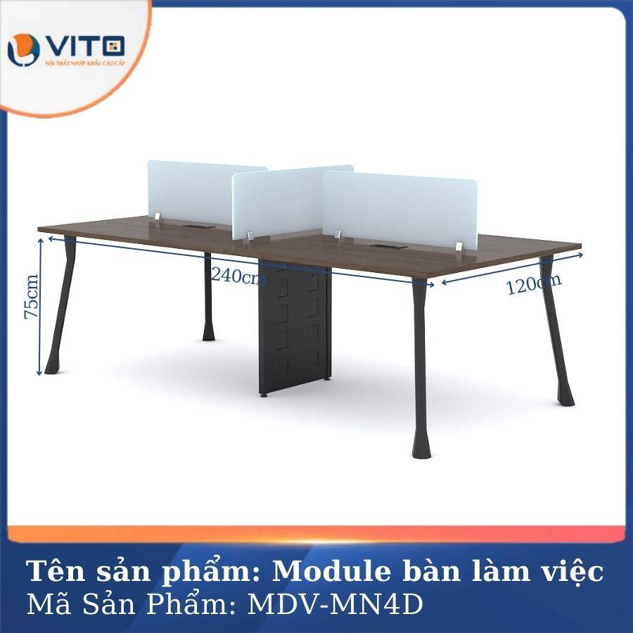 Module bàn làm việc 6 người chân móng ngựa MDV-MN6D