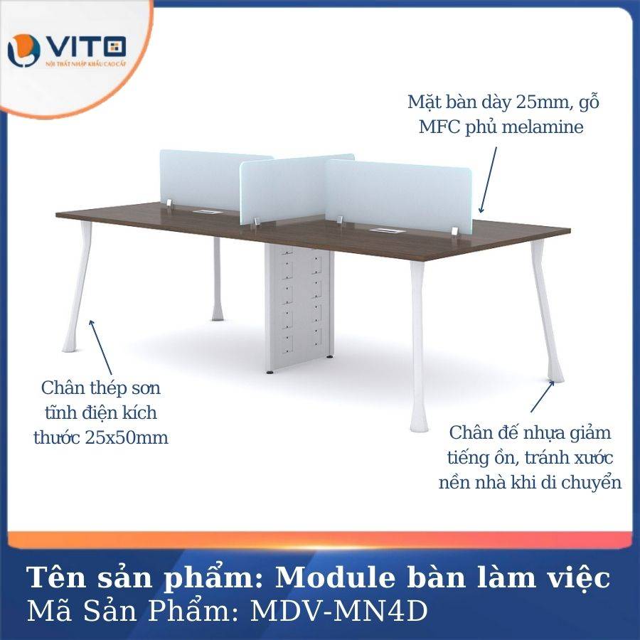 Module bàn làm việc 6 người chân móng ngựa MDV-MN6D