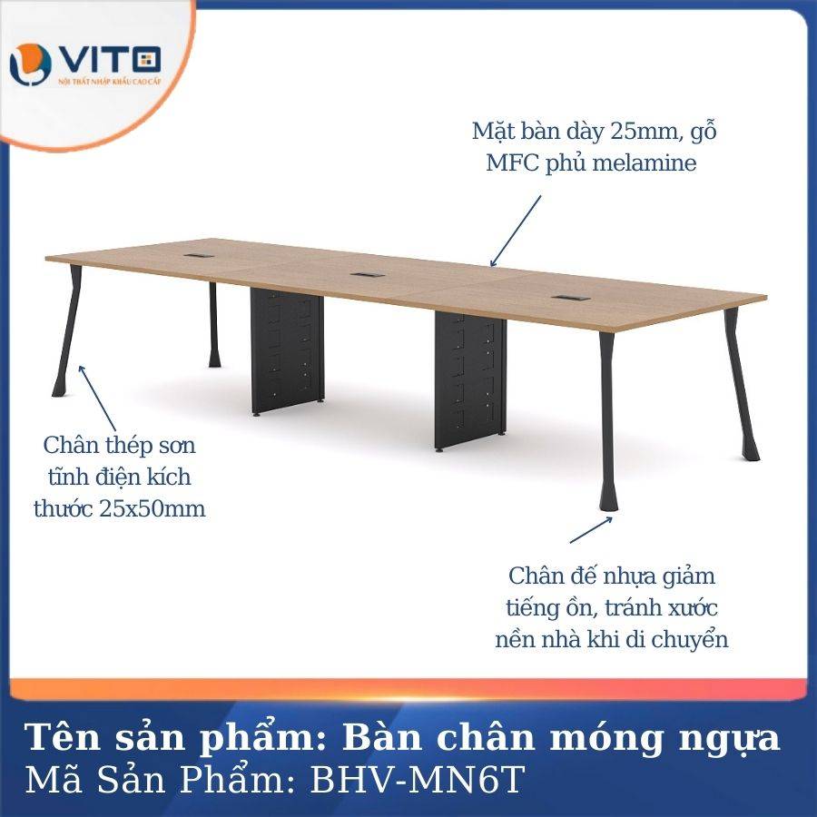 Bàn họp văn phòng chân móng ngựa BHV-MN6T