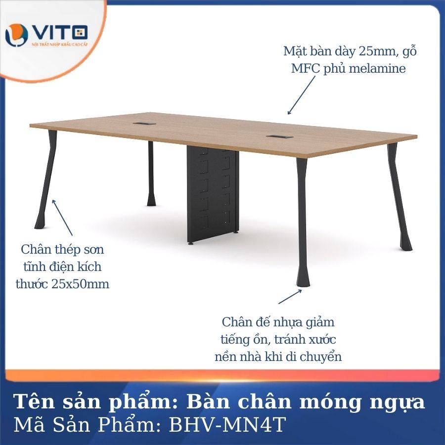 Bàn họp văn phòng chân móng ngựa BHV-MN4T