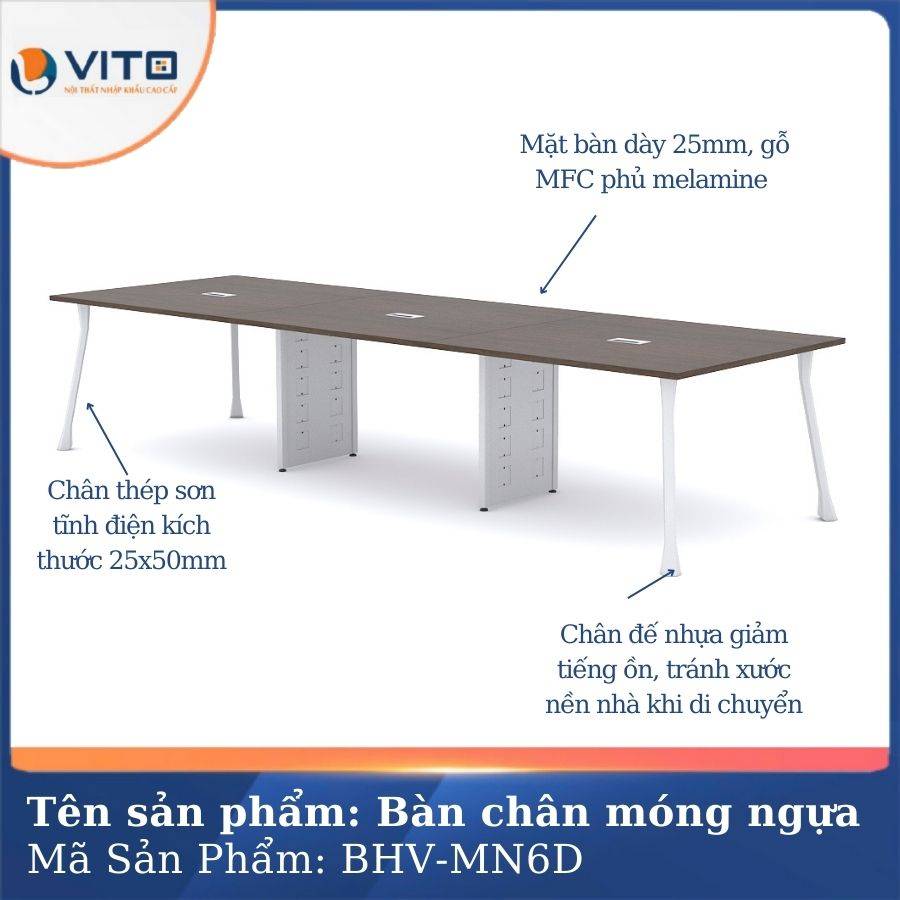 Bàn họp văn phòng chân móng ngựa BHV-MN6D