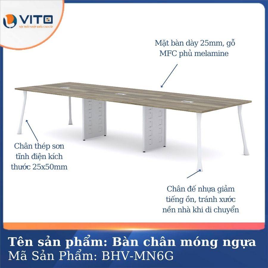 Bàn họp văn phòng chân móng ngựa BHV-MN6G