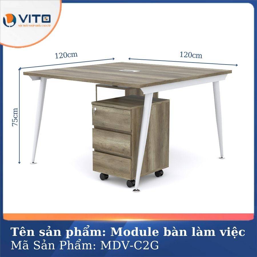 Module bàn làm việc 2 người chân côn Vito MDV-C2G