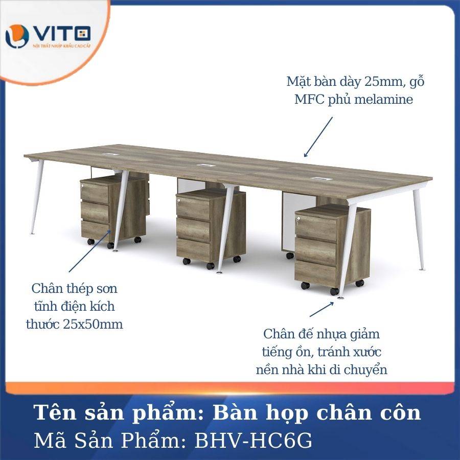 Bàn họp văn phòng chân côn BHV-HC6G