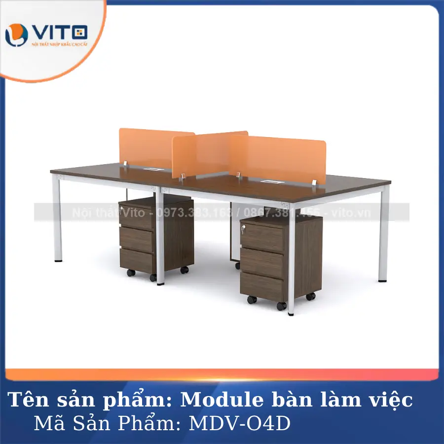 Module bàn làm việc 4 người chân oval Vito MDV-O4D