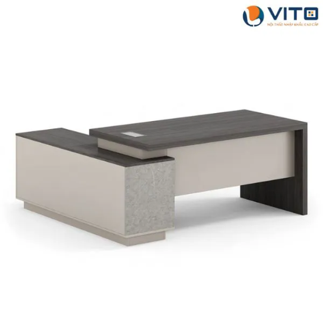 Bàn làm việc chữ L đẹp kết hợp tủ phụ tiện lợi