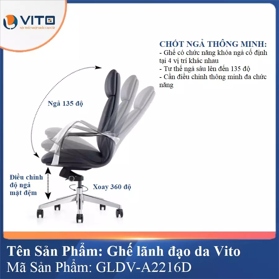 Ghế lãnh đạo da Vito GLDV-A2216D