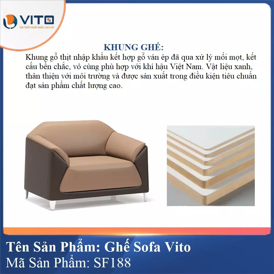 Bộ Ghế Sofa da cao cấp Vito SF188