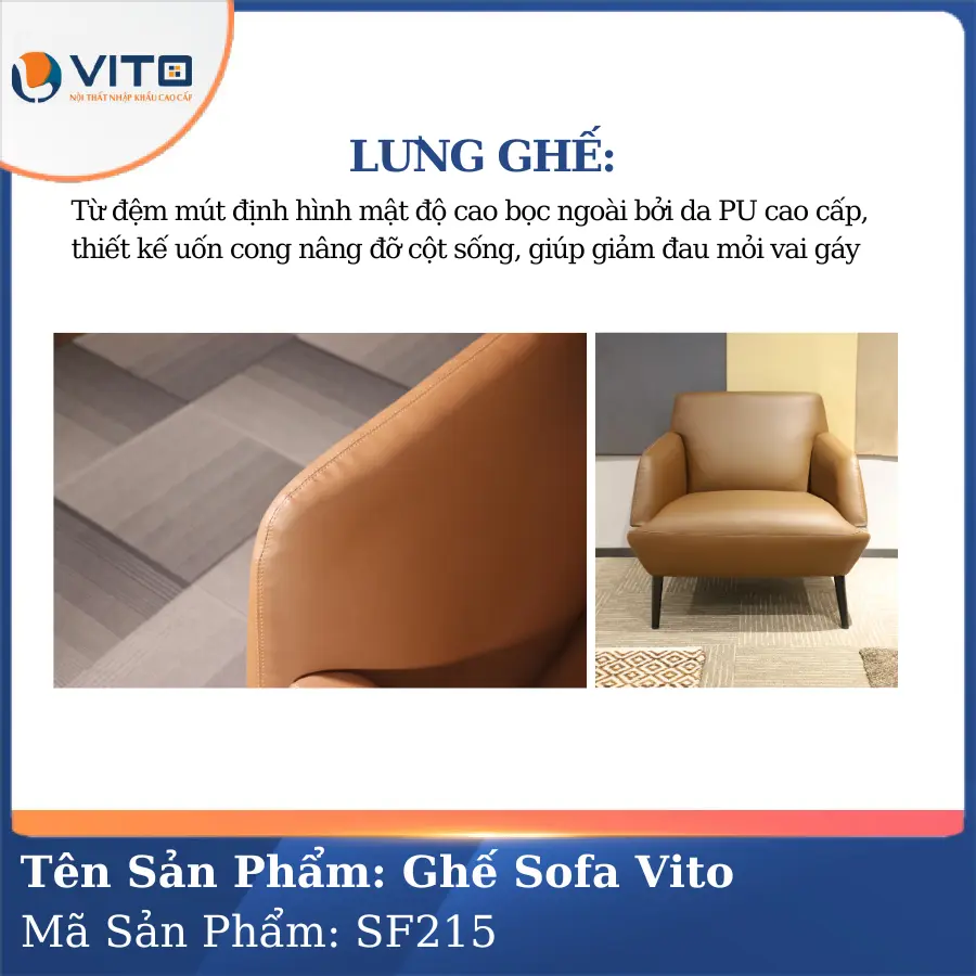 Bộ Ghế Sofa da cao cấp Vito SF215