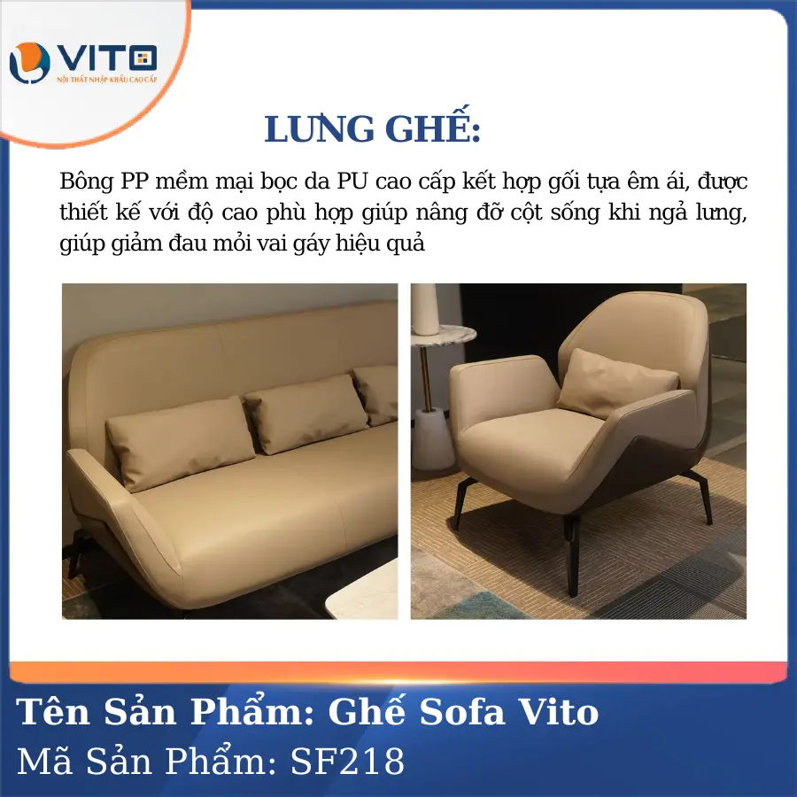 Bộ Ghế Sofa da cao cấp Vito SF218